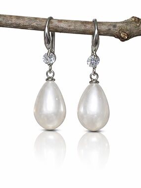 Pearl Drop Earrings | Silver Tone | Minimal Elegant Dangle